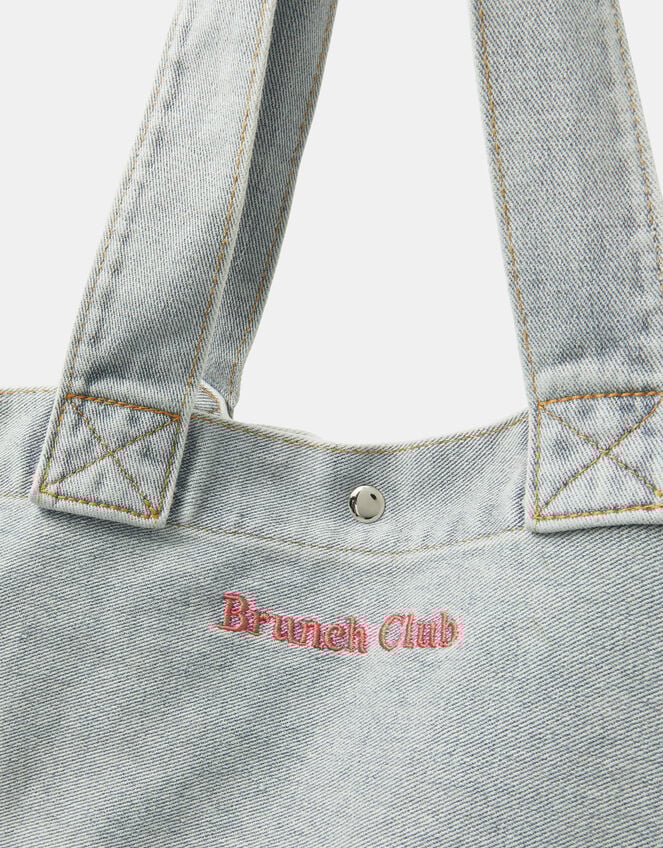 Brunch Club Denim Shopper Bag, , large
