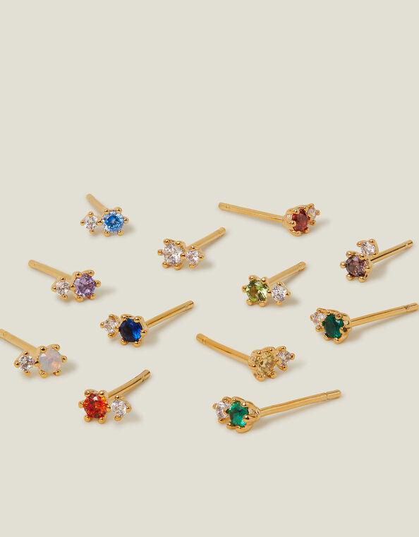 14ct Gold-Plated Birthstone Single Stud Earring, Gold (GOLD), large