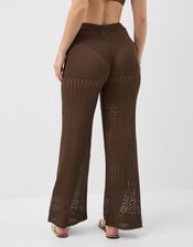 Crochet Knit Trousers, Brown (BROWN), large