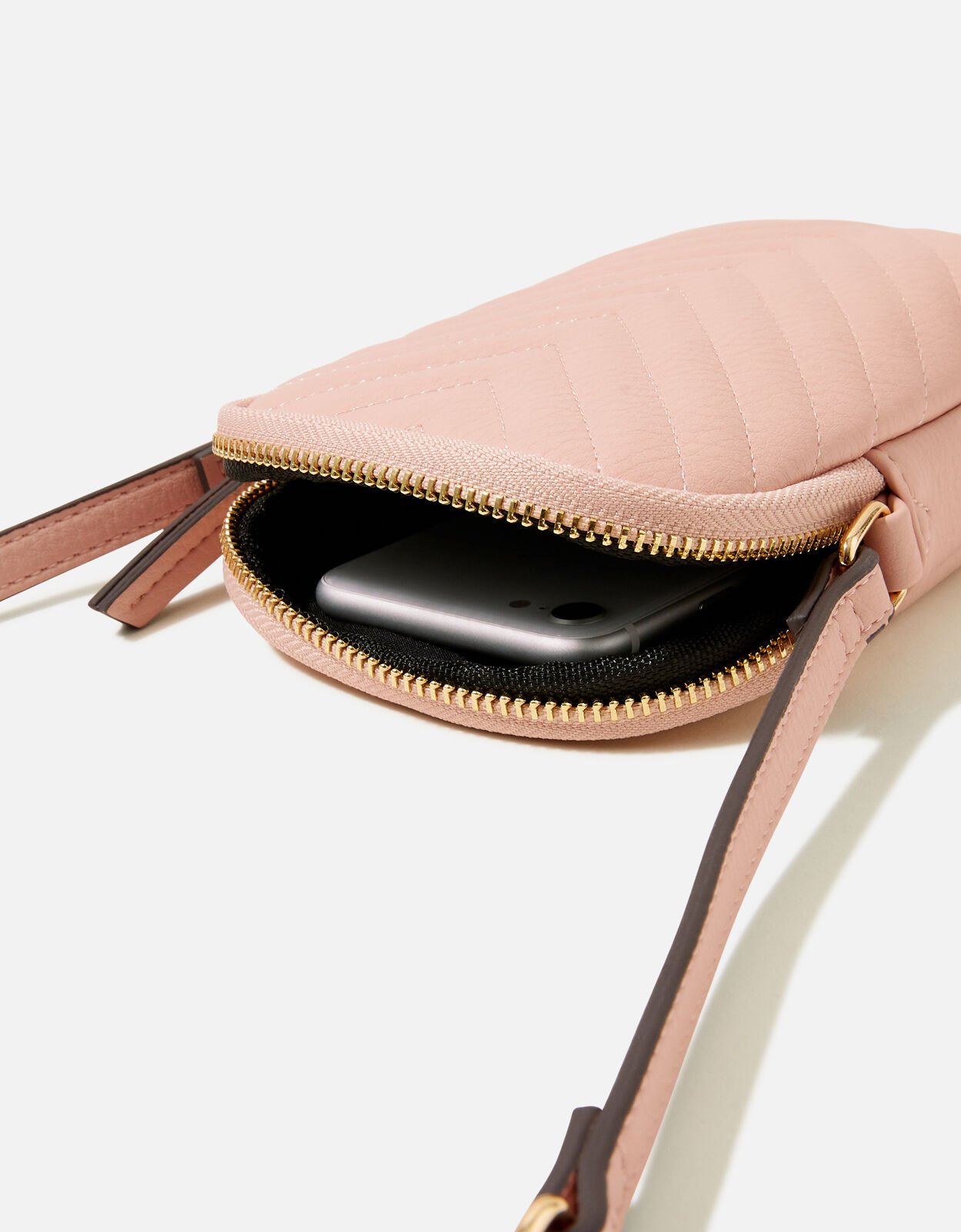 Quilted Phone Cross Body Purse Nude