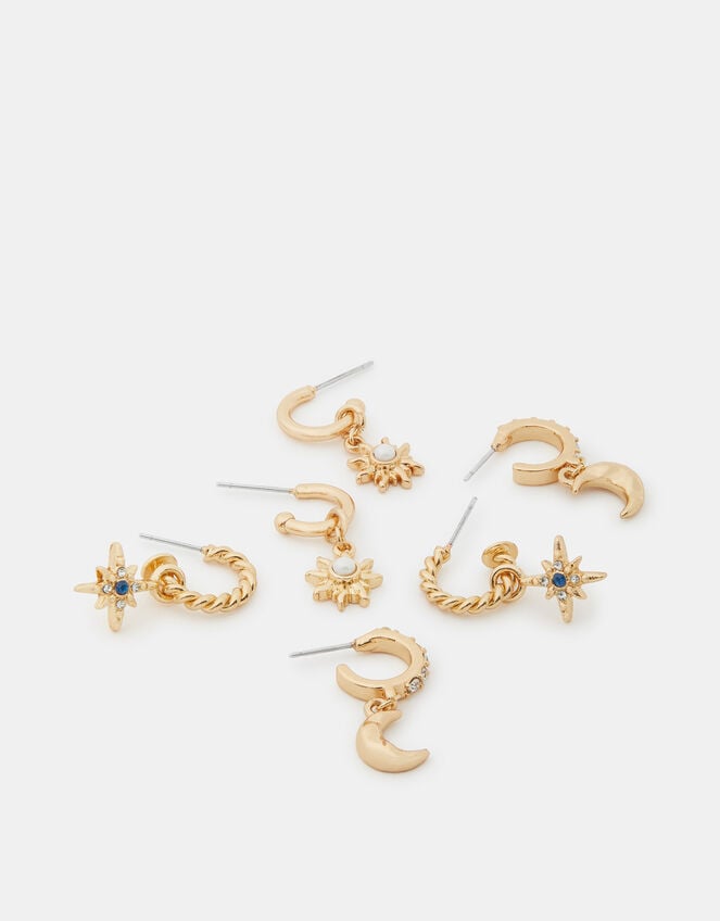 3-Pack Celestial Charm Huggie Hoop Earrings, , large