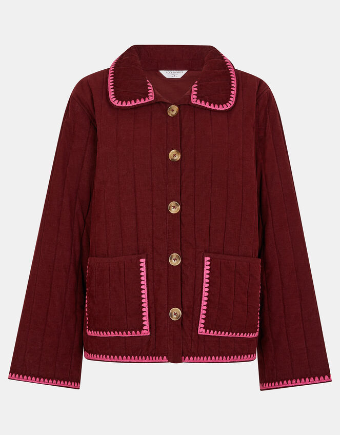 Whipstitch Quilted Corduroy Jacket, Red (BURGUNDY), large