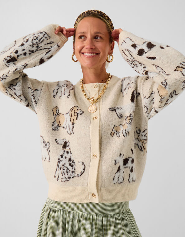 Accessorize x Good Manners Dog Print Cardigan​, Multi (MULTI), large