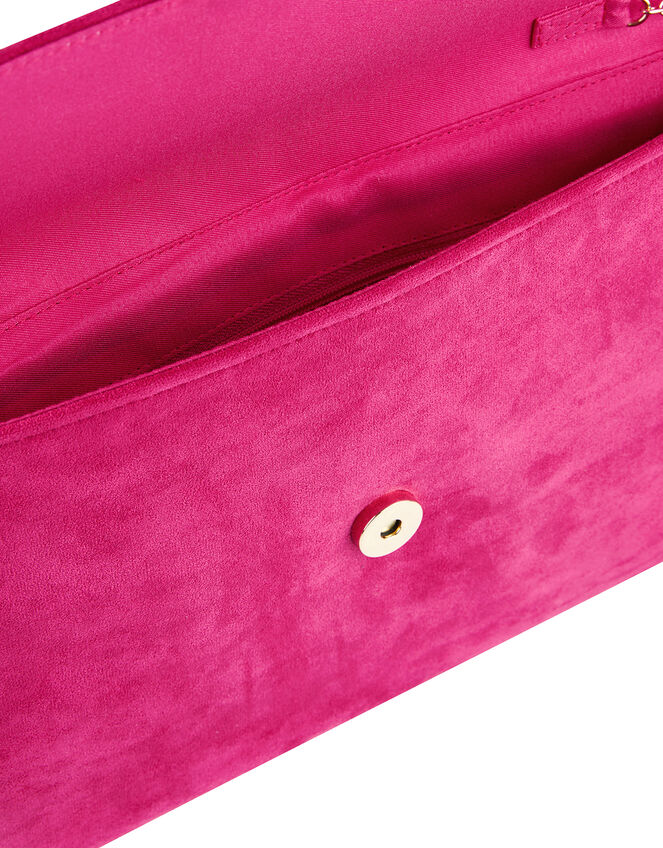 Natalie Suedette Clutch Bag, Pink (FUCHSIA), large