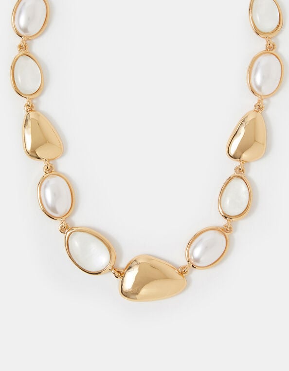 Pearl Stone Collar Necklace, , large