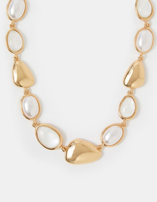 Pearl Stone Collar Necklace, , large