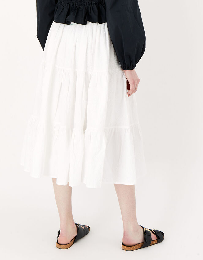 Embroidered Tiered Skirt, White (WHITE), large