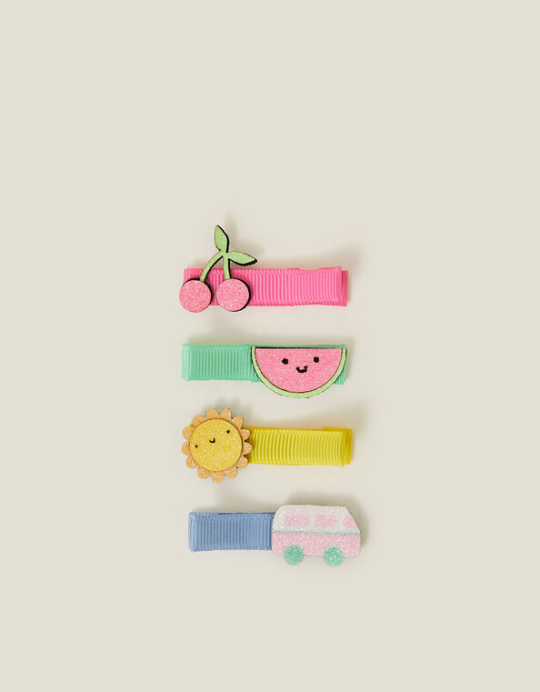 4-Pack Girls Summer Salon Hair Clips, , large