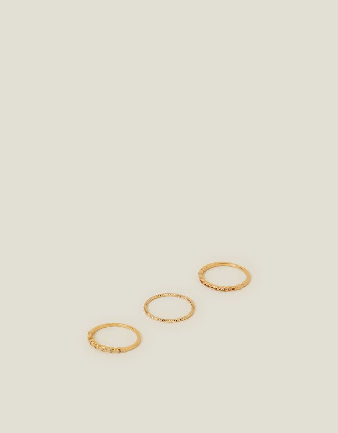 3-Pack 14ct Gold-Plated Sparkle Rings, Gold (GOLD), large