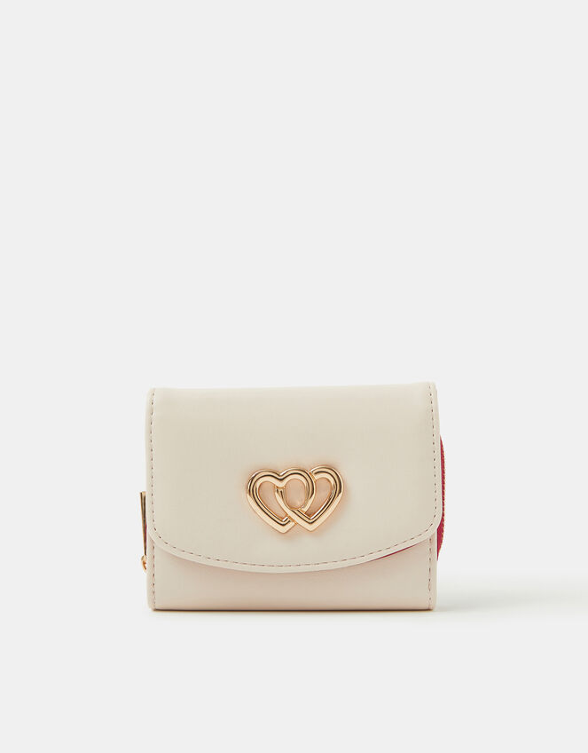 Double Heart Faux Leather Purse, , large