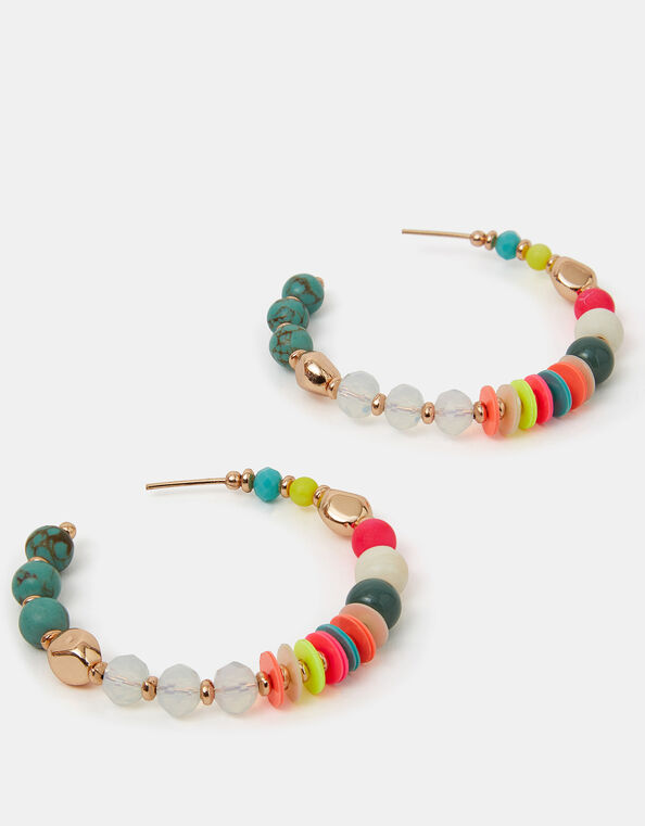 Chunky Beaded Hoop Earrings, , large