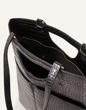 Faux Croc Large Grab Bag, Black (BLACK), large