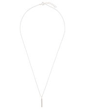 Sterling Silver Crystal Bar Pendant Necklace, , large