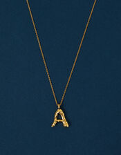 14ct Gold-Plated Molten Initial Pendant Necklace, Gold (GOLD), large