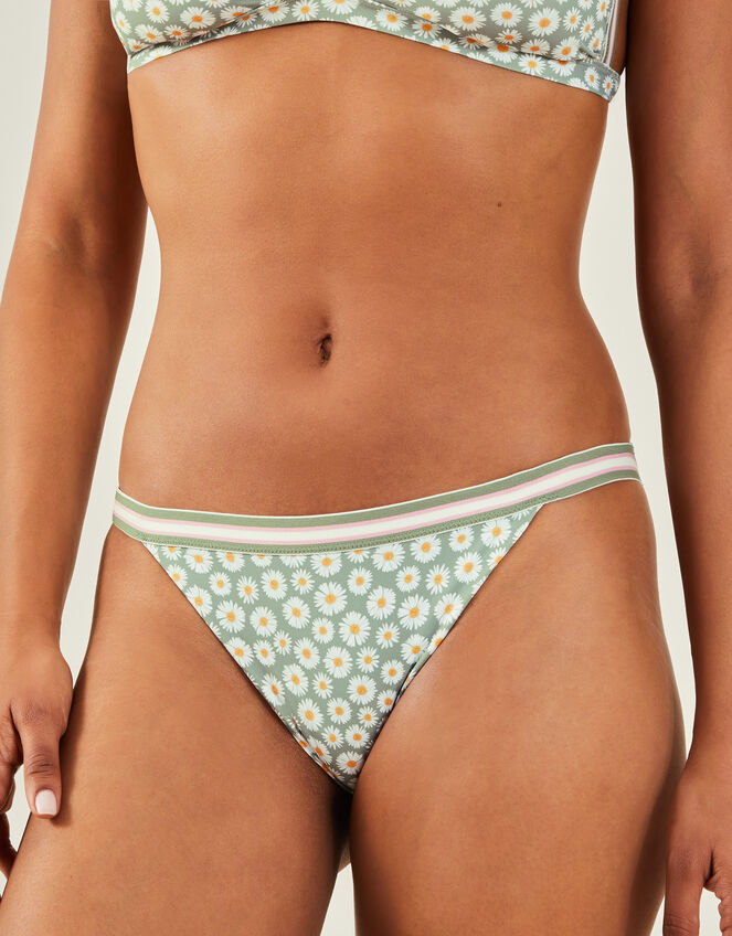 Daisy Print Bikini Bottoms, Green (LIGHT GREEN), large