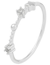 Sterling Silver Aquarius Constellation Ring, White (ST CRYSTAL), large