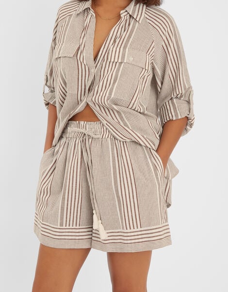 Stripe Beach Shorts, Brown (BROWN), large