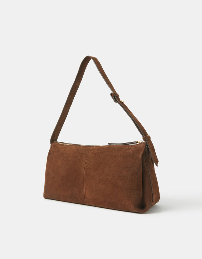 Suede Shoulder Bag, Brown (CHOCOLATE), large