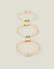 3-Pack Girls Metal Bangle Bracelets Gold, , large
