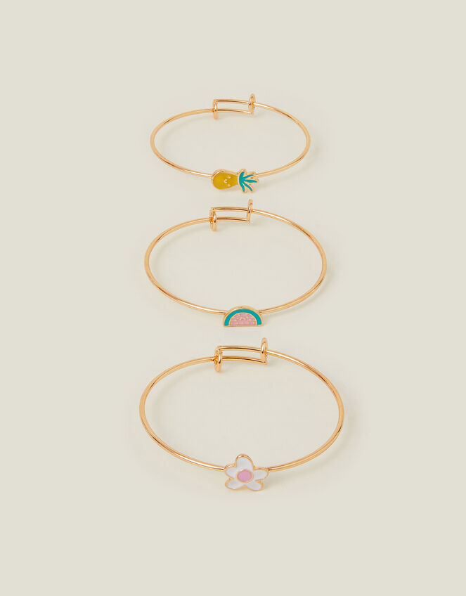 3-Pack Girls Metal Bangle Bracelets Gold, , large