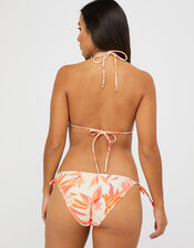 Embellished Floral Bikini Briefs with Recycled Polyester, Orange (CORAL), large