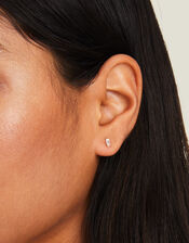 Sterling Silver Baguette Studs, , large