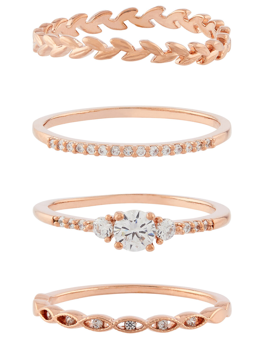 Rose GoldPlated Vine Stacking Ring Set Gold Z for Accessorize