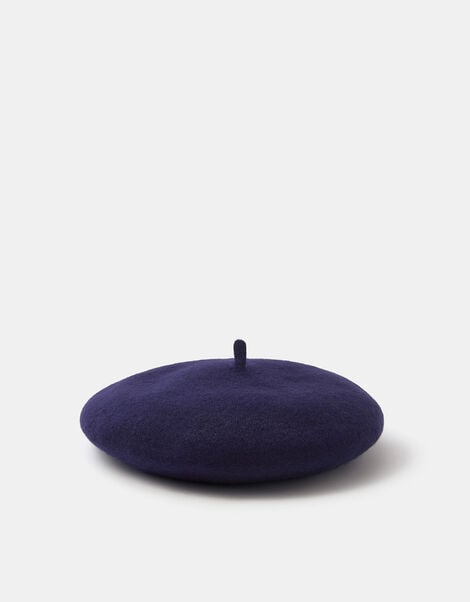 Plain Wool Beret, Blue (NAVY), large
