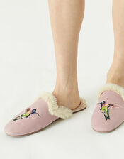 Hummingbird Embroidered Slippers, Multi (PASTEL-MULTI), large