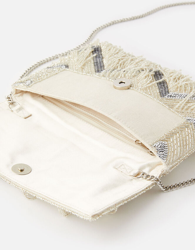 Shimmer Fringe Clutch Bag , , large