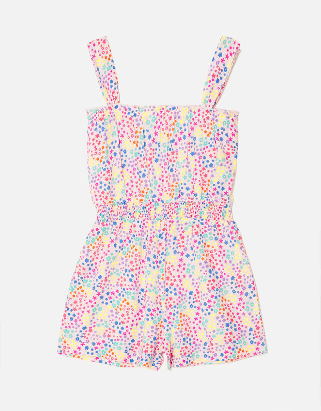 Girls Ditsy Floral Print Playsuit, Multi (BRIGHTS-MULTI), large