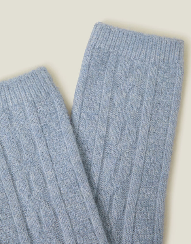 Cable Knit Boot Socks, Blue (BLUE), large
