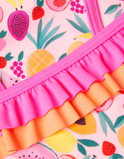 Girls Fruit Print Frill Swimsuit, Multi (BRIGHTS-MULTI), large