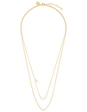 Gold-Plated Double Chain Initial Necklace - A, , large