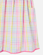 Girls Rainbow Check Dress in Pure Cotton, Multi (BRIGHTS-MULTI), large