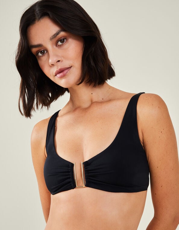 Metal Detail Bikini Top, Black (BLACK), large