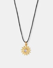14ct Gold-Plated Sun Pendant Cord Necklace, , large