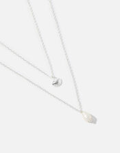 Sterling Silver Shell and Pearl Necklace, , large