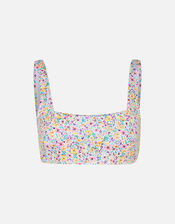 Retro Ditsy Floral Bikini Crop Top, Multi (BRIGHTS-MULTI), large