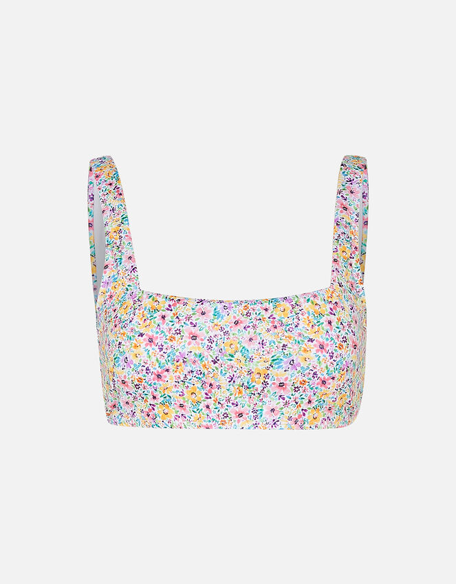 Retro Ditsy Floral Bikini Crop Top, Multi (BRIGHTS-MULTI), large