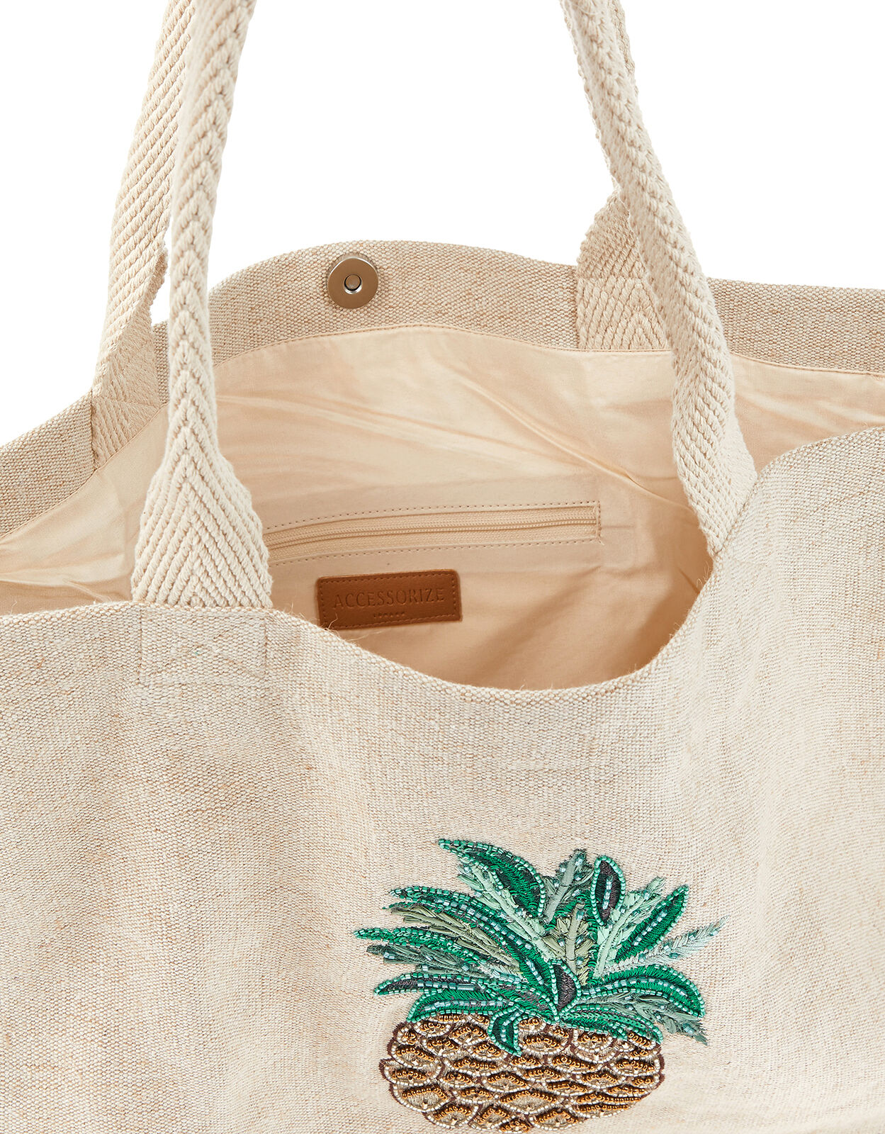 Embellished Pineapple Woven Tote Bag Beach bags Accessorize ROI