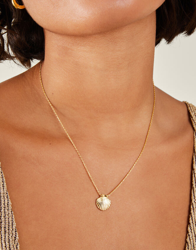 14ct Gold-Plated Shell Necklace, , large