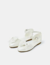 Girls Sequin Bow Flats , Ivory (IVORY), large