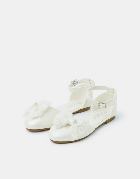 Girls Sequin Bow Flats , Ivory (IVORY), large