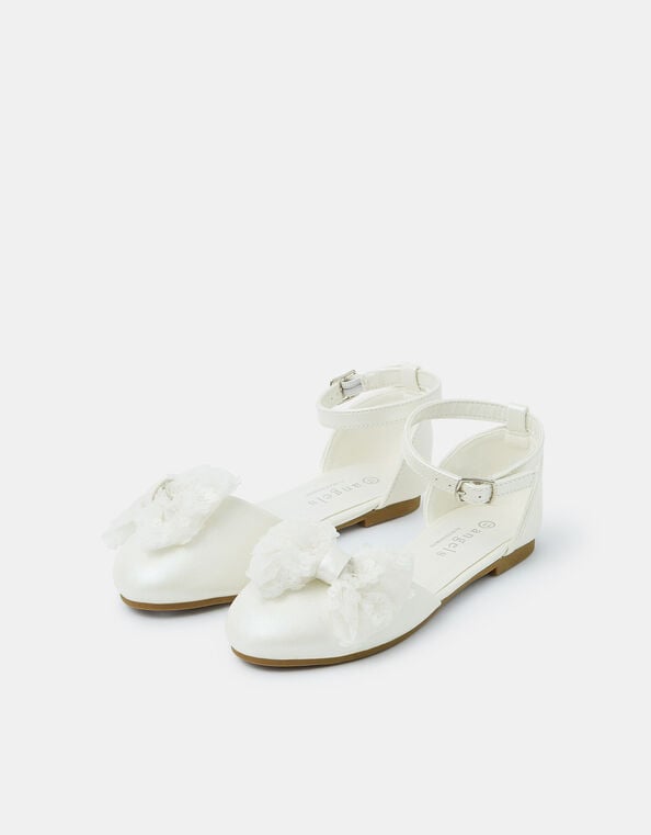 Girls Sequin Bow Flats , Ivory (IVORY), large