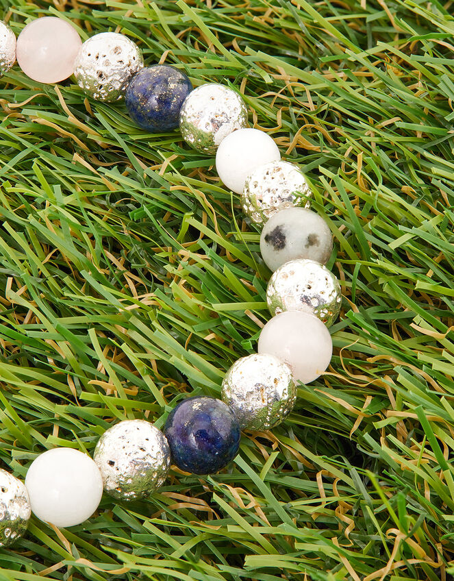 Sterling Silver-Plated Semi-Precious Stone Bracelet, , large