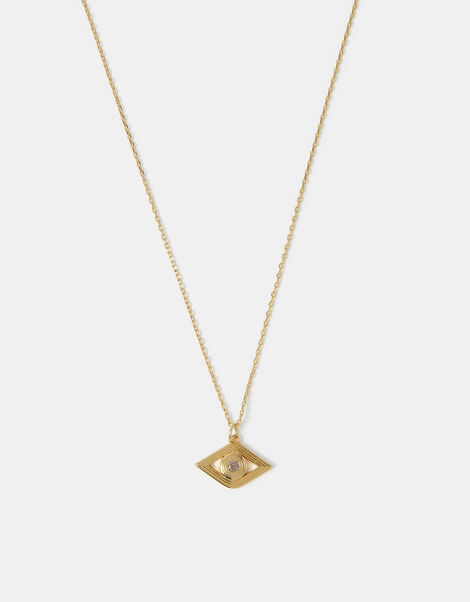 14ct Gold-Plated Evil Eye Pendant Necklace, , large