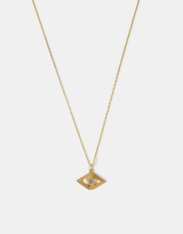 14ct Gold-Plated Evil Eye Pendant Necklace, , large