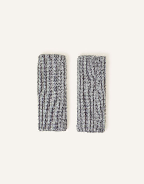 Ribbed Cut Off Gloves, Grey (GREY), large