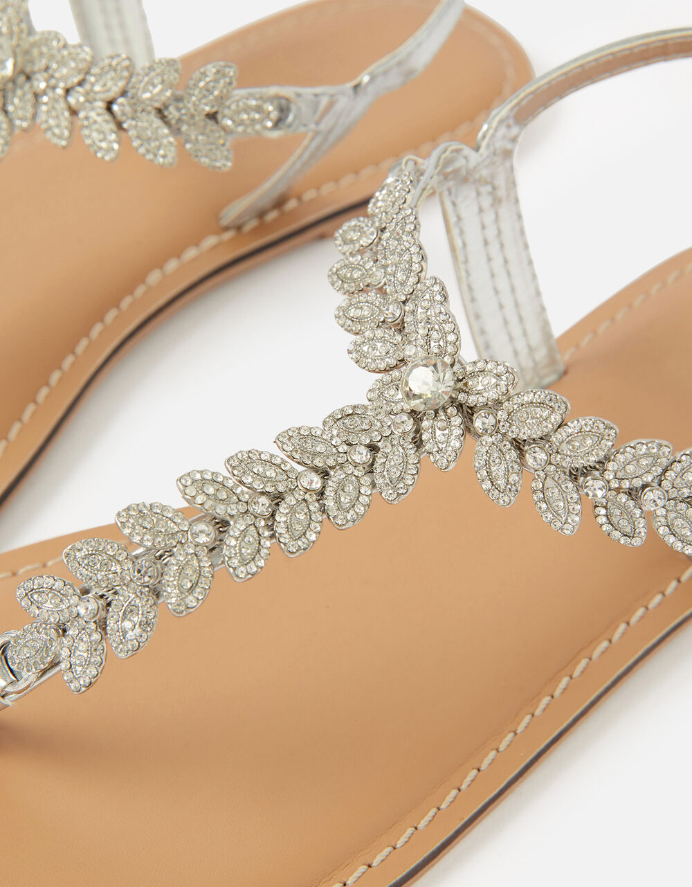 Diamante Leaf Strap Sandals White Sandals & Flip Flops Accessorize UK